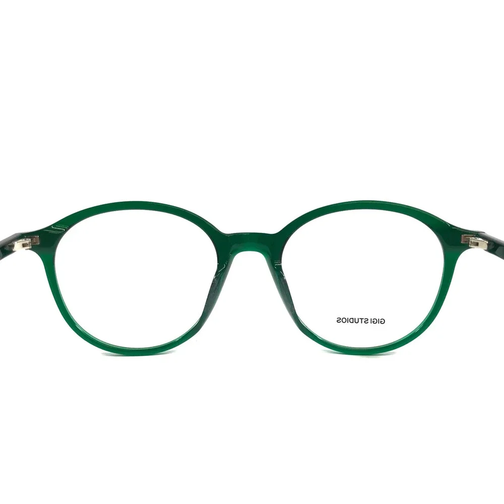 Gigi Studios Eyeglasses Frames KOBE 8099/7 Clear Dark Green Round 51-18-145